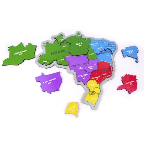 Quebra cabeça Mapa do Brasil Madeira com Capitais