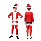 Christmas Strampler Mädchen Ohne Füße, Weihnachtsmann-Digitaldruck - Jungen-Strampler - Langärmelig - Body - Festlicher Urlaubs-Overall für Kleinkinder - Kinder - Party-Outfit (Red - 4-5 Years)