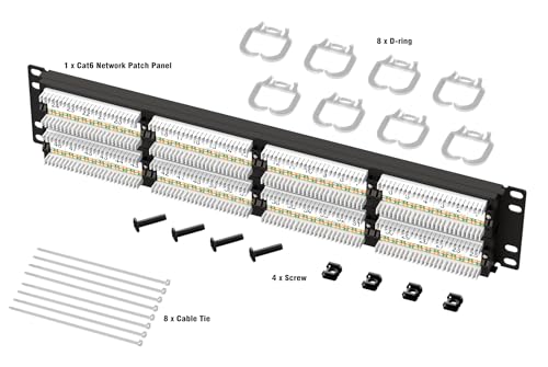 iwillink 48-Port Cat6 Patch Panel, 10Gbps RJ45 Keystone Network Panel for Rackmount or Wall Mount, Ideal for Gigabit Ethernet Connections