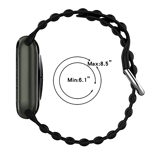 Image of TECHONTO 42mm,44mm & 45mm Tubular & Wavy Design Soft Silicone Smart Watch Strap Compatible for Watch Series SE 8 7 6 5 4 3 2 with Classic Clasp for for Men & Women (Black)