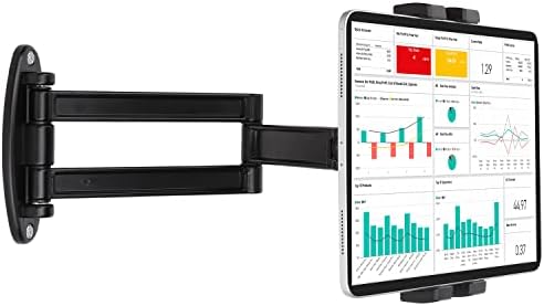 Mippko Foldable Tablet Wall Mount Holder for 7~12.9 inch Tablets iPad / Samsung Tab / Nexus / LG G Pads / e-Reader /Switch, Adjustable Extension Articulating Arm Swivels Mount (Black)