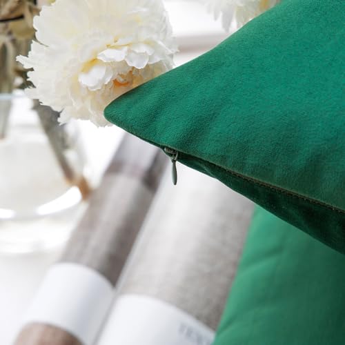 Phantoscope Pack of 2 Christmas Velvet Decorative Throw Decorative Pillow Cover Soft Solid Square Cushion Case for Couch Christmas Green 18 x 18 inches 45 x 45 cm