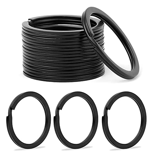 Awtok 32mm Black Split Key Ring, Flat Key Ring, Split Ring, Black O Ring For ...