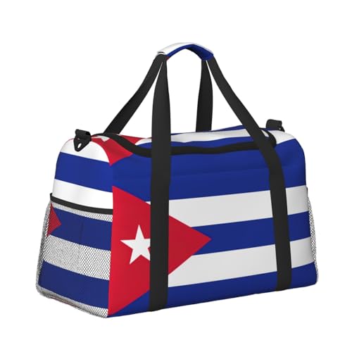 Cuban flag print Travel Duffle Bag Gym Bag for Women,Puffer Tote Bag,Weekender Overnight Bag Organizer3