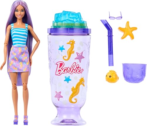 Barbie Pop Reveal Doll & Accessories, Pink Hair Sea Slushy Series