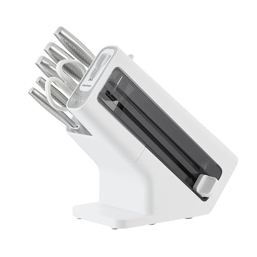 Image of Ninja StaySharp 6-Piece Knife Set with Integrated Sharpener, Chef, Bread, Paring Knife and Kitchen Scissor, White, K62006EUWH
