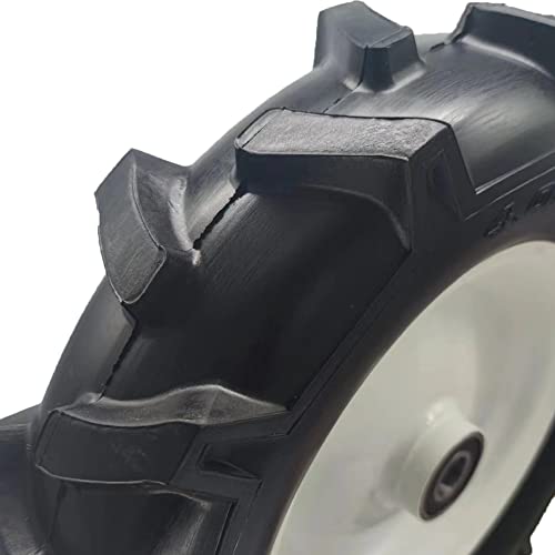 Flat Free 4.80/4.00-8 Tire and Wheel with 3/4 & 5/8 Bearings, 3-6” Hub Tractor Tread Tire & Rim for Agricultural Tractor Wheelbarrow Lawnmower, Utility 16 inch Lug Tread 4.80-8 Tractor Tire on Wheel