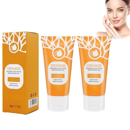 Orange Exfoliating Gel for Face and Body - Brightening Facial Scrub with Jojoba Oil, Gentle Exfoliator for Sensitive Skin, Deep Cleansing Moisturizing Gel-50g (2 pcs)