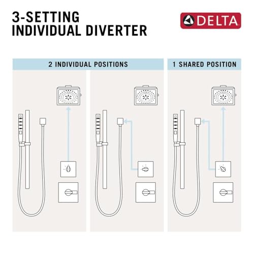 Delta Faucet Trinsic 3-Setting Shower Handle Diverter Trim Kit, Diverter Valve Trim Kit Black, 3 Way Shower Diverter, Delta Diverter Trim, Matte Black T11859-BL (Valve Not Included) by DELTA - Image 2