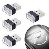 Febrytold 4Pcs White USB Car Interior Atmosphere Lamps, Universal Mini Led USB Lights for Car Decoration, Lighting