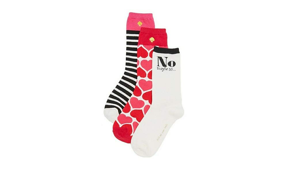 Kate Spade New YorkKate Spade 3 Pack Heart Trouser Socks, Posy Red