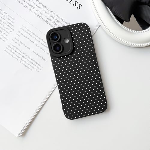 NITITOP Compatible with iPhone 16 Plus Case Cute Aesthetic Little Polka Dots Pattern Design for Women Men Girls Soft TPU Shockproof Stylish Full Camera Protective Cover - Black White by NITITOP - Image 4