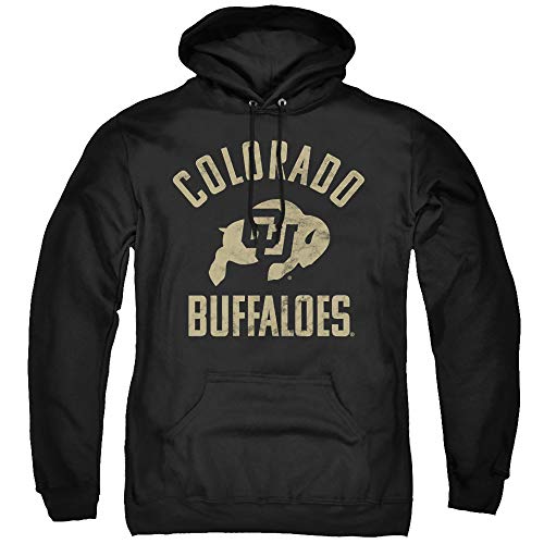University of Colorado Official One Color Buffaloes Logo Unisex Adult Pull-Over Hoodie, Black, Small