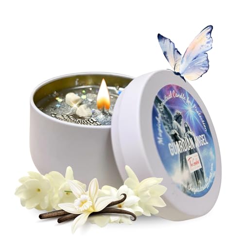 Guardian Angel Candle 8oz, Spiritual Protection Prayer Candle, Handmade Coconut Wax for Peace, Comfort, Guidance, Positive Energy, Altar, Meditation, Healing, Divine Blessings, Non Toxic
