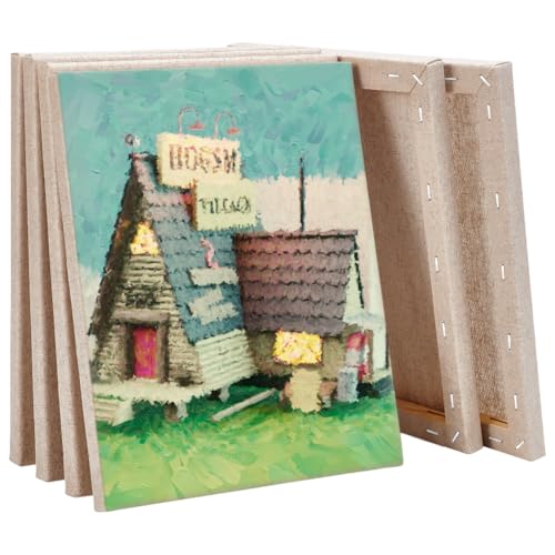 INTERWARM - INTERWARM 6 Packung Klar Grundiertes Leinen Canvas 25x20x1.5cm Professionelle Mit Öl Grundierte Leinenplatten Langlebige Leinwand Malplatten Mit Mittlerer Textur Für Öl Acryl Pastelle Und Alkydfarben
