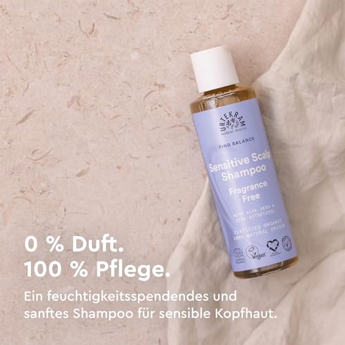 Urtekram Fragrance Free Shampoo – Zertifiziertes Bio-Shampoo Vegan, Parfümfrei für empfindliche Kopfhaut, Aloe Vera & Glycerin, sanfte Reinigung & Feuchtigkeit, 250 ml (1er Pack)