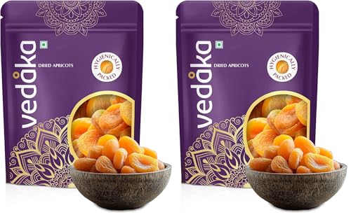 Image of Amazon Brand - Vedaka Premium Turkish Dried Apricots | 500 Gram | Jumbo Size Seedless Khumani | Juicy And Tangy Dehydrated Fruits (Pack of 2)