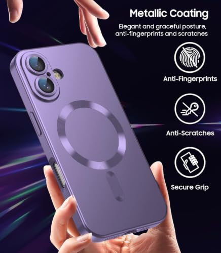 Image of DIZORO Magnetic Case for (iPhone 17 Case) [Compatible with MagSafe][Built-in Camera Lens Protector] Slim Soft Silicone Bumper Shockproof Metallic Luster Back Cover Phone Case (Voilet)