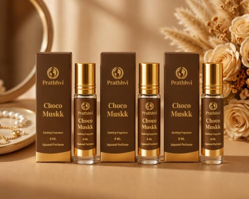 Image of RATHHVI Choco Muskk Attar Roll-On Perfume Oil 8 ml x 3 | Alcohol Free | Long Lasting Rich Fragrance | Men & Women | Pocket Size Travel Friendly Roll On | Daily Wear Fragrance - Pack of 3