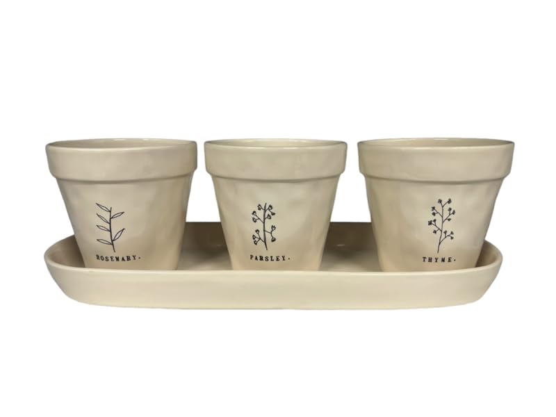 Amazon.com : Rae Dunn Indoor Herb Planter, White Ceramic, Rosemary, Thyme  and Parsley : Patio, Lawn & Garden