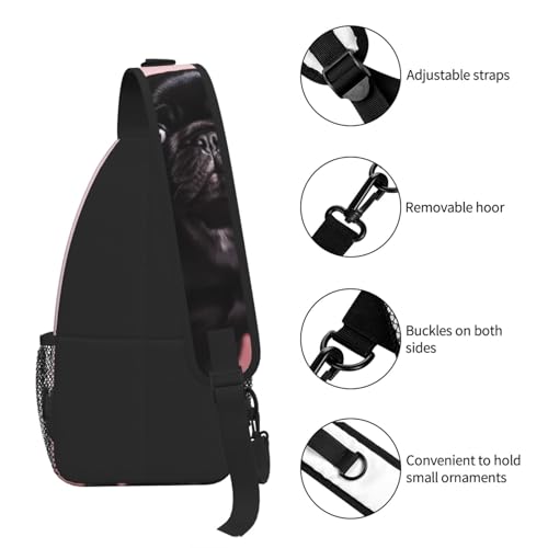Bolso bandolera negro para hombre y mujer para senderismo miniatura 7