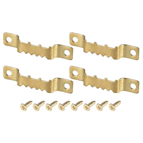 Image of DTGN 42mm Metal Saw Tooth Picture Photo Frame Hanger Clips - 20 Pcs - Clocks Paintings - Hanging Photo Frames - Golden