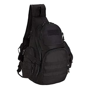 Neuleben Tactical Sling Backpack Shoulder Backpack Military Backpacks Large Water-Repellent Crossbody Bag Chest Bag Men for Outdoor Travel Hiking Camping Trekking, black