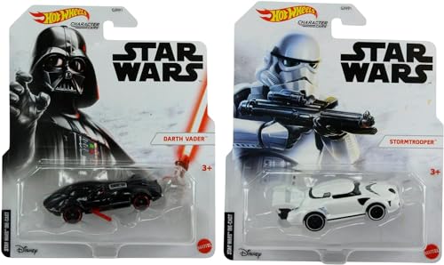 Star Wars - Hot Wheels Character Cars - Darth Vader & Stormtrooper - 1:64 Scale Diecast - Twin Pack