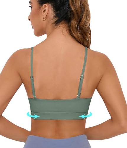 Image of Comper Sports Bra for Women Wirefree Racerback Workout Bras Sexy Thin Straps Yoga Sport Bras with Removable Pads