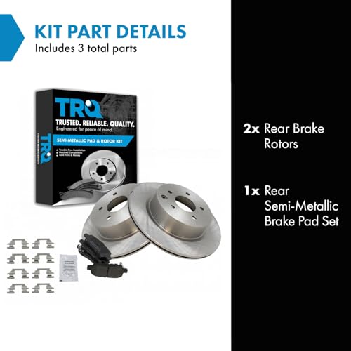Image of TRQ Rear Brake Pad & Rotor Kit Semi-Metallic | For 2013 Infiniti EX37 2015 Q40 2014-2017 QX50