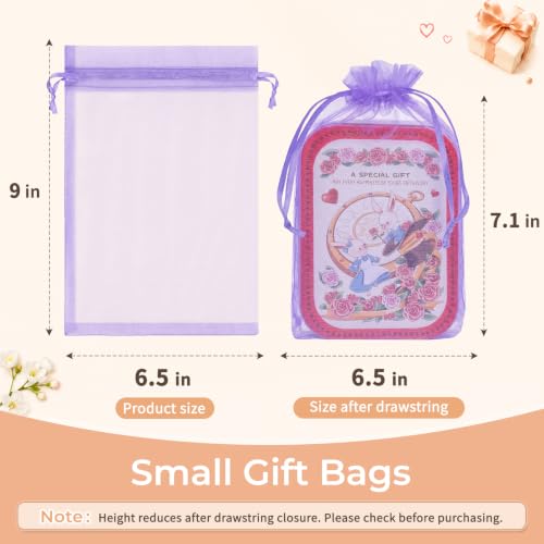 Image of Crweety 50PCS Organza Bags 6x9 Light Purple Small Gift Bags Mesh Drawstring | Party Favor Goodie Bag Bulk, Jewelry Sachet Candy Treat Soap Makeup Pouches, Wrap for Wedding Baby Shower Birthday Halloween