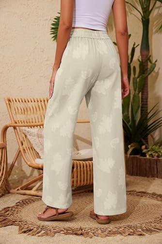 Image of KICZOY Women Flowy Pants Drawstring Waist Wide Leg Palazzo Beach Pants Loose Fit with Pockets