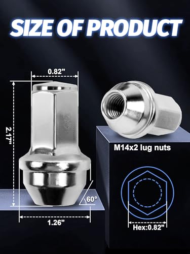 SKCOAUTO M14x2.0 Solid Lug Nuts for F-150