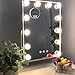 HANSONG Large Hollywood Makeup Vanity Mirror with Lights,Plug in Light-up Professional Mirror with Storage,Removable 10x Magnification,3 Color Lighting Modes, Cosmetic Mirror with 12 Dimmable Bulbs