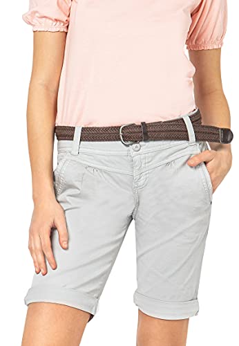 FRESH MADE Damen Bermuda-Shorts im Chino Style mit Gürtel Light-Grey M