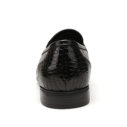 Mens Leather Tassel Loafer, Classic Luxury Smooth Upper Tassel Slip-on Penny Loafer for Mens, Black4