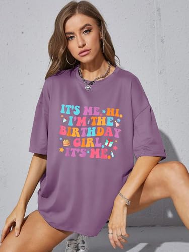 Image of Birthday Shirts for Women Oversized It's My Birthday Girl Graphic Shirt | Funny Birthday Party, Short Sleeve Outfits
