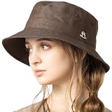 [Ｌｏｏ＆ｃ] [ルーアンドシー] 撥水 帽子 レディース バケットハット 大きいサイズ ハット uvカット 接触冷感 完全遮光 遮光100% 紫外線対策 オールシーズン サイズ調整可能【L(58-61cm)-ブラウン】