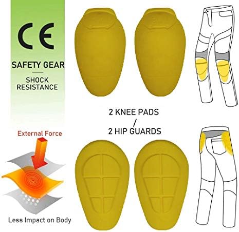 Sprint Choice CA Men's Motorcycle Riding Pants Biker Jeans Motorbike Protective Gear Made with Kevlar® Lining & CE Approved Pads (Black Plain, 34W x 32L) - 1
