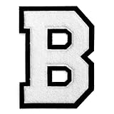 Letter B - Chenille Stitch Varsity Letter Iron-On Patch by pc, 4-1/2", White/Black, TR-11648