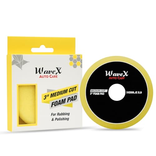 Image of Wavex 3-Inch Medium Cut Foam Pad for Car | Low Profile 20mm Design for Extreme Performance | Medium-Density Foam for Balanced Correction | Compatible with DA & Rotary Polisher | Washable & Reusable