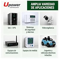 U-Power AGM Batterie 12V 7Ah, VRLA Bleiakku wartungsfrei, wiederaufladbar, Faston F1 (4,8 mm), für Alarmanlagen, USV/UPS, Sicherheit & Elektronik – Ansicht 4