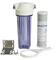 VerterPure Uni X1 Clear RV Water Filter Housing with High Efficiency Activated Carbon Filter 2.5X10”, Heavy Duty Stainless Steel Bracket
