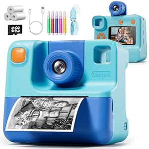 Kids Camera Instant Print, Christmas Birthday Gifts for Girl Boys 3-12 Years Old, FHD Selfie Digital Video Cameras Toddler 3 Rolls Print Paper & 32G Card (Blue)