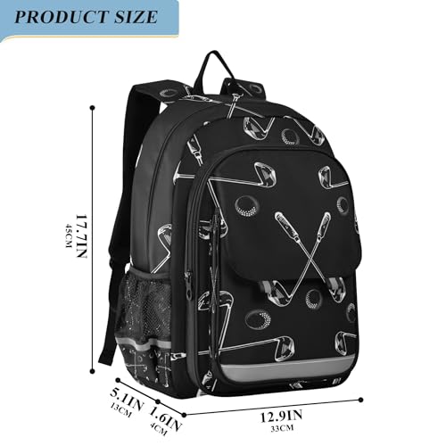 Golf Balls Theme Backpack School Bag Lightweight Laptop Notebook Tablet Backpack Students Travel Bookbag with Reflective Stripes2