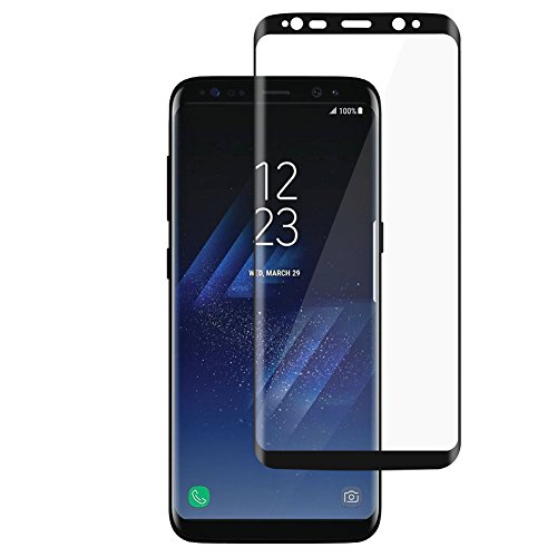 BONUM Full Coverage, HD Ultra-Clear, Anti-Fingerprint, Bubble-Free Curved Protection Tempered Glass Screen Protector for Galaxy S8 Plus - Black