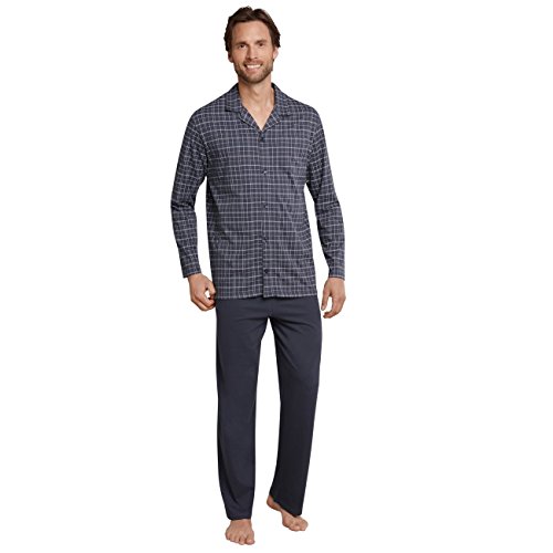 LOREZA Herren Pyjama Set Langarm - Baumwolle Schlafanzug 95% Baumwolle 5% Elasthan M-5XL