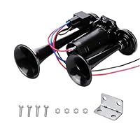 LWK Hupe 12V 600DB, Doppelrohr Lufthorn Train Horn mit Kompressor, 600DB Super Laut Air, Dual Trompete Auto Air Horn Kit, Hupe Lufthorn, für 12V Fahrzeuge PKW, LKW, Zug, Boot, Auto, Van