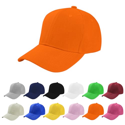 Aomig Basecap Unisex, Freizeit Baseball Cap Herren und Damen, Einstellbare Kappe mit Schirm, Sonnenschutz Baseballkappe für Outdoor Running Tennis Golf Reisen(Orange)