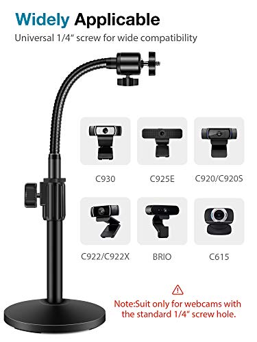 InnoGear Upgraded Adjustable Desktop Stand Flexible Holder Stand with Tripod Head, Gooseneck and Base for Logitech Webcam C922 C930e C920S C920... - Image 5